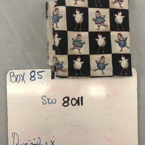 Rooster checkered black and white cotton blend fab